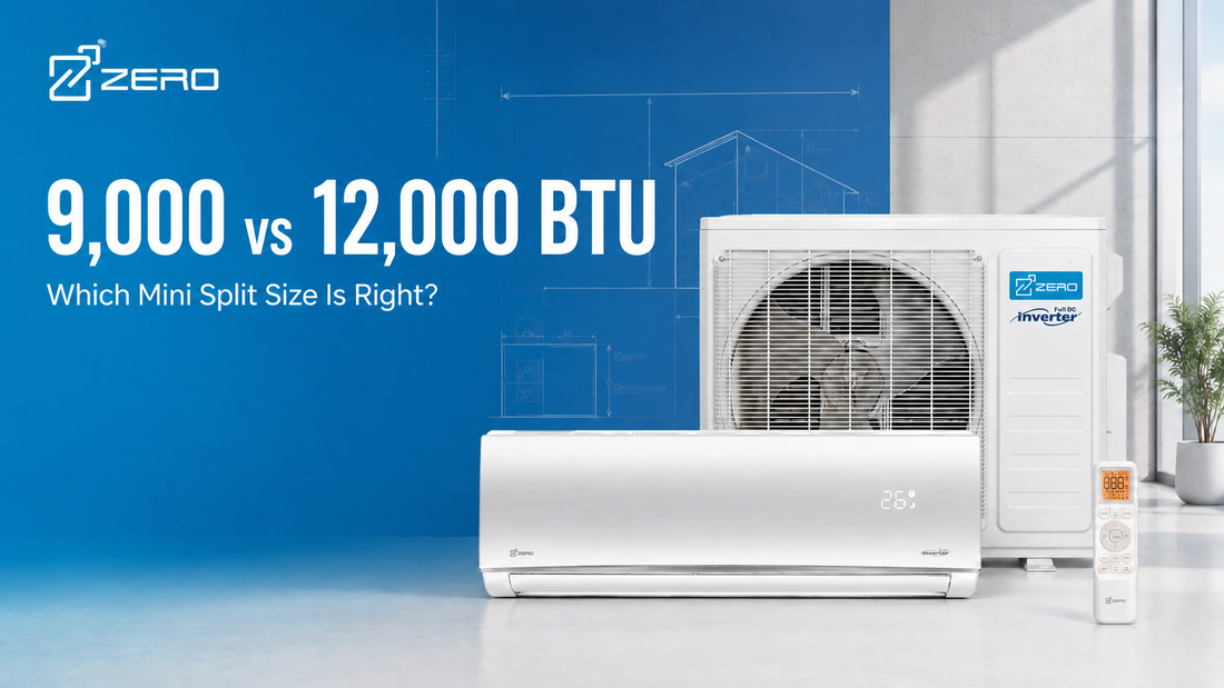 ZERO 9,000 vs 12,000 BTU mini split sizing guide