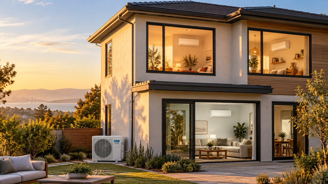 Two-story Bay Area home with a ZERO multi-zone mini split system for upstairs comfort