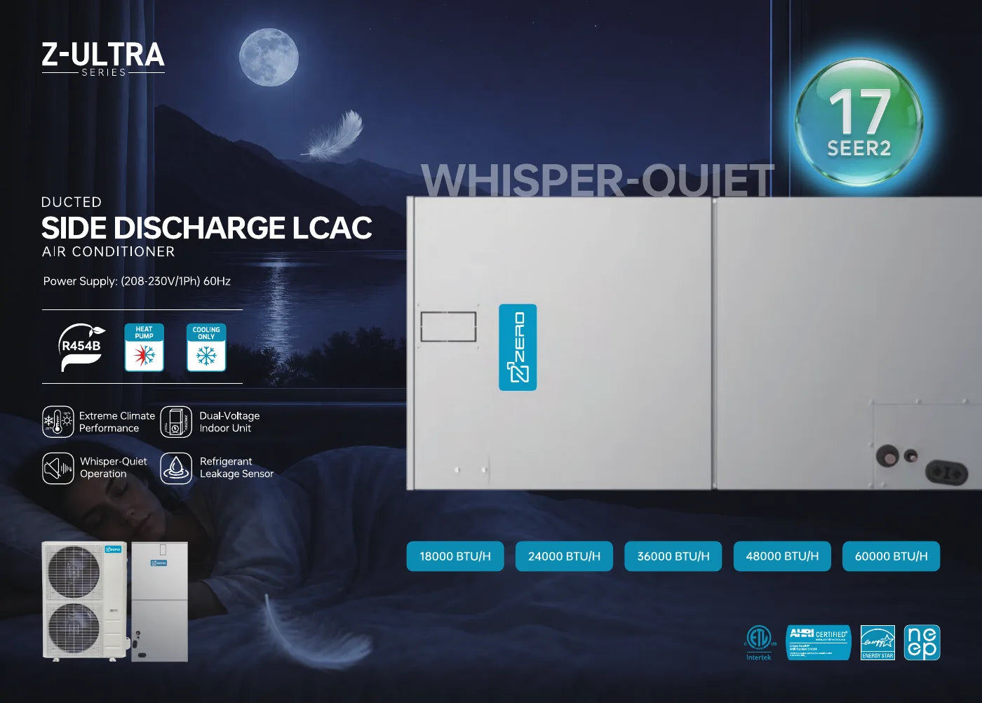 ZERO Z-ULTRA side-discharge light-commercial outdoor unit and air handler